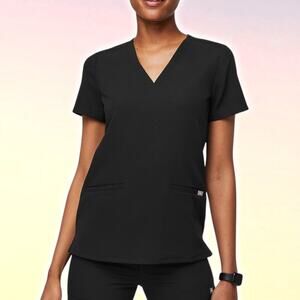 FIGS Casma Three-Pocket Scrub Top Size Large Black